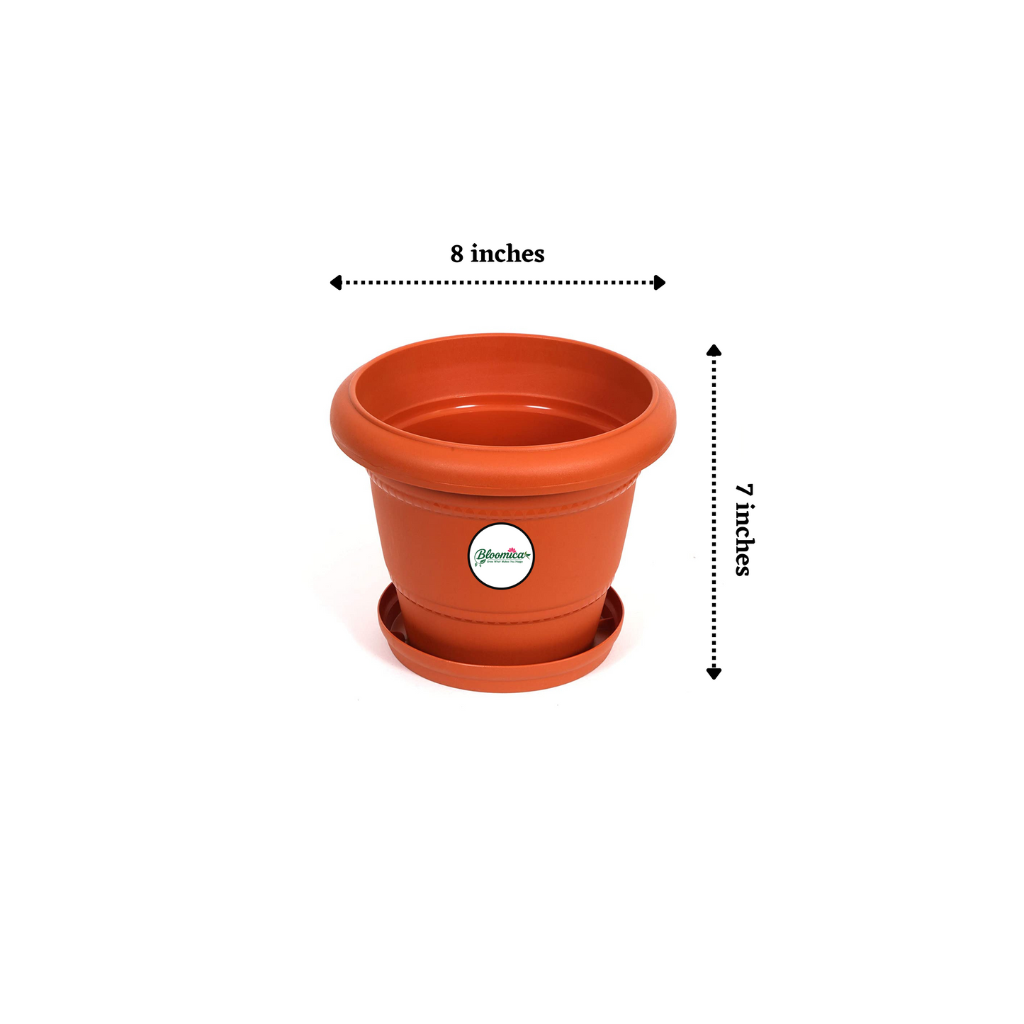 8 Inch UV Treated Plastic Pots - Terracotta Colour